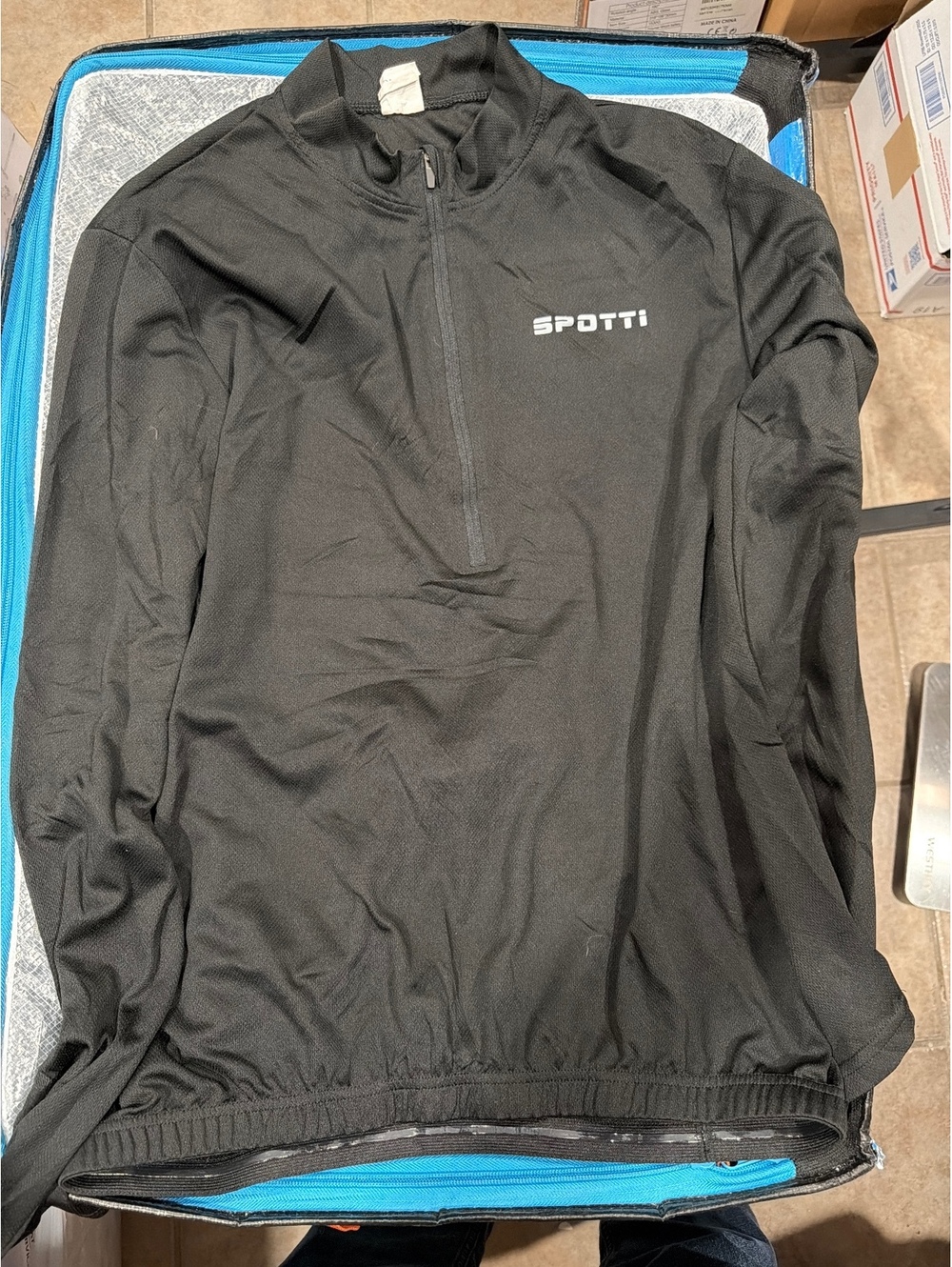 SPOTTI Men’s XL Black Long-Sleeve Cycling Jersey Half-Zip 4 Pockets